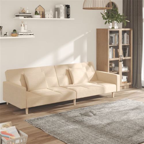 Non Communiqué Crème Vidaxl Canapé-Lit À 2 Places Avec Deux Oreillers Tissu