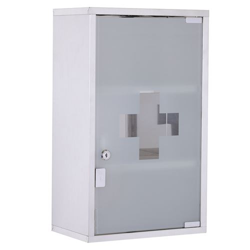 Armoire à pharmacie murale verrouillable 3 niv. acier inox