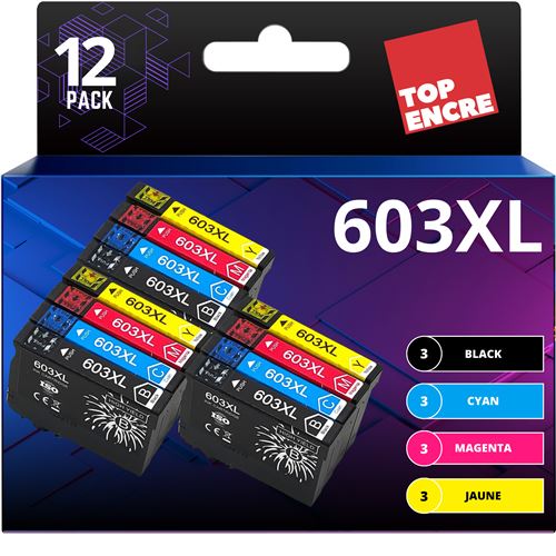 TOPENCRE - 603XL - Pack de 12 Cartouches d'encre Compatible pour Epson 603 XL Etoile de Mer - pour Epson XP-2100 XP-2155 XP-3100 XP-4100 WF-2820 WF-2830 DWF WF-2870 WF-2835 WF-2850