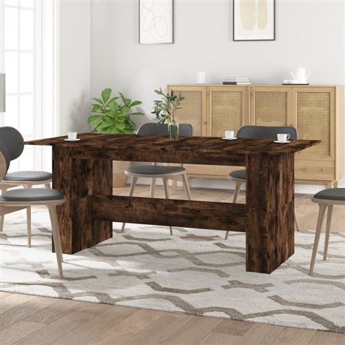 Non Communiqué Gris Table A Manger Fixe Sans Tiroir Rectangulaire En Bois L 180 Cm
