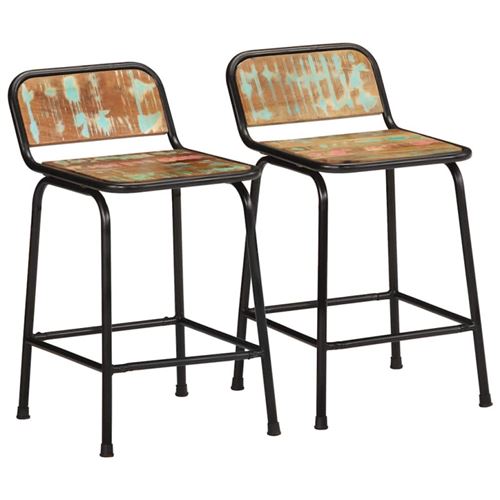 Sgabelli Da Bar 2 Pz 46x35,5x70 Cm Legno Massello Di Recupero - Vidaxl