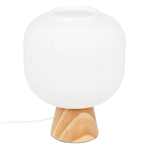 Non Communiqué Blanc Lampe À Poser Travis 25 Cm Verre Et Bois Atmosphera