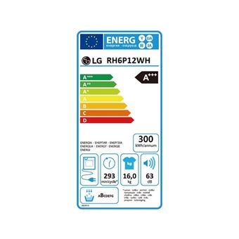 LG RH6P12WH - Sèche-linge - WiFi - largeur : 70 cm - profondeur : 77 cm - hauteur : 99 cm - chargement frontal - blanc