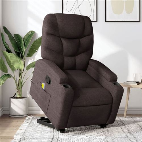 vidaXL Fauteuil de massage, relaxation tissu marron foncé