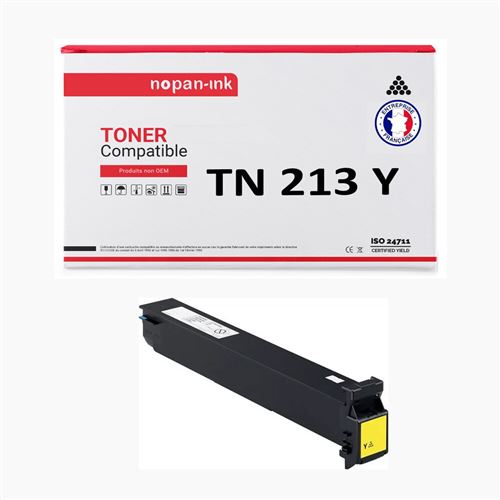 TONER TN 213 TN 213 Yellow x 1 Compatible pour KONICA MINOLTA-NOPAN-INK Bizhub C200, C203 Bizhub C253, C353, C353P NEC Vivid Office 2020 PITNEY BOWES CM 2522 INEO 353, 353P, 355, Plus 353, 353P, 355