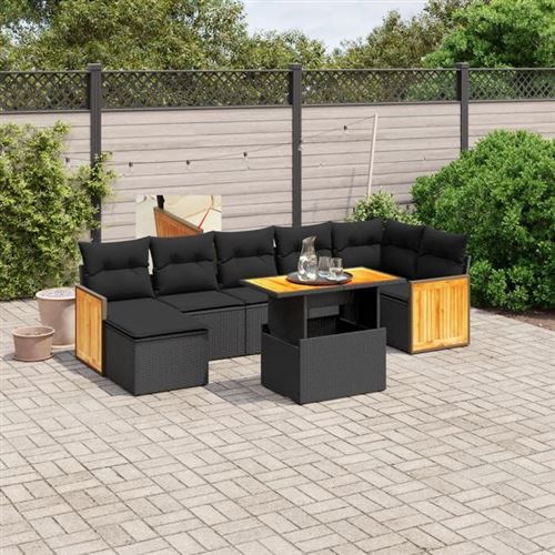 Non Communiqué Noir Vidaxl Salon De Jardin Avec Coussins 8 Pcs, Canapés De Terrasse, Ensemble De Meubles De Patio, Mobilier D'extérieur, 3274065