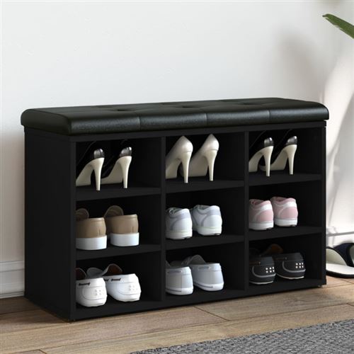 Vidaxl - Panca Porta Scarpe Nera 82x32x50 Cm In Legno Multistrato