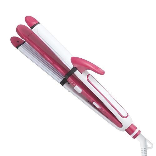 AVIZAR Fer &agrave; Lisser 3-en-1 avec Fonction Boucleur et Coiffeur Blanc / Rose