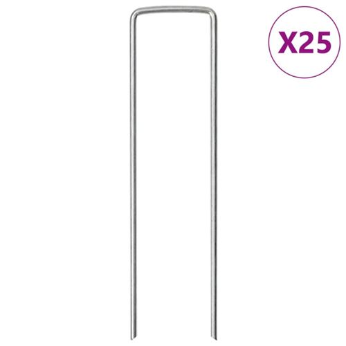 vidaXL Piquets de sol en forme de U 25 pcs 15x3,5 cm acier galvanisé4009359