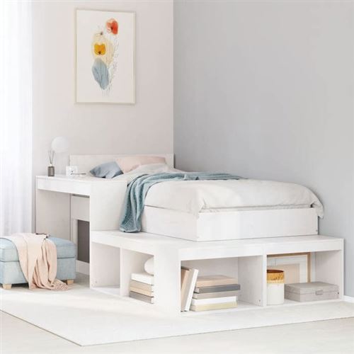 Non Communiqué Blanc Vidaxl Table De Chevet Avec Bureau Bois De Pin Massif 855751
