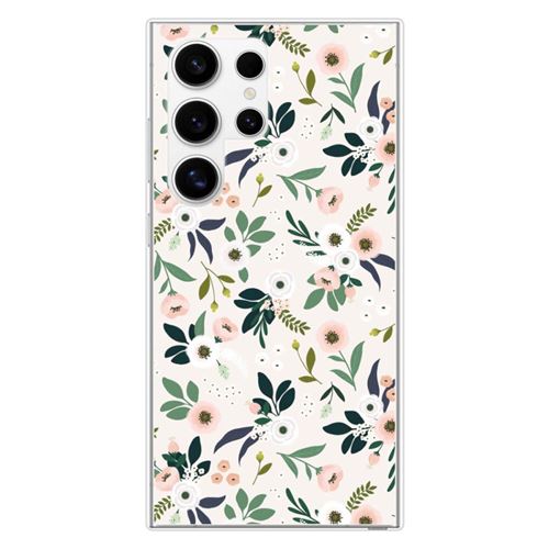 Coque en silicone imprimée compatible Samsung Galaxy S24 Ultra Flowers