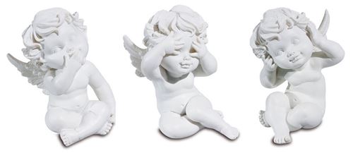 IMPEXIT - Statue en résine Ensemble de 3 Anges du Bonheur 8/6,5/5,5 cm