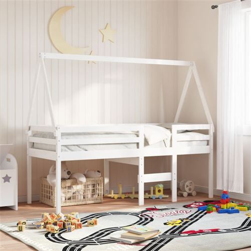 Toit de lit pour enfants blanc 209x85,5x88cm bois de pin massif