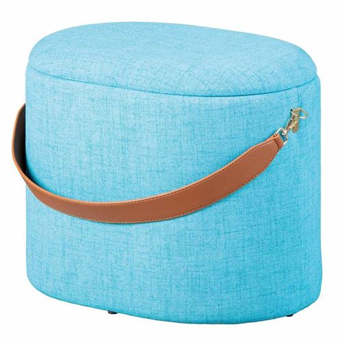 Paris Prix Jaune Pouf Tissu Avec Sangle En Simili Cuir Valentin - Image 3