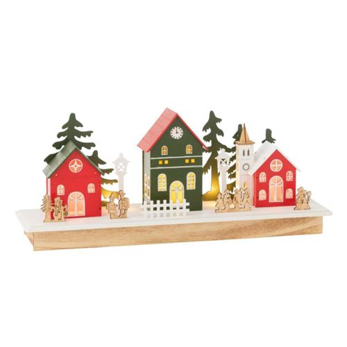 Non Communiqué Déco Village À Led En Bois "Hiver" 44Cm Multicolore