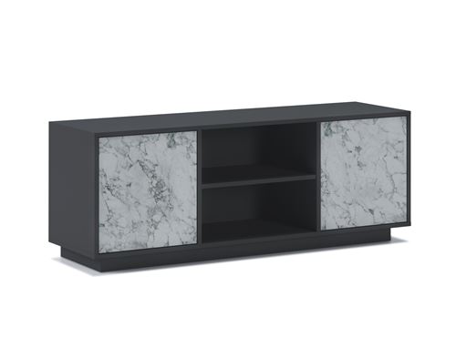 Meuble TV140 2 portes MARBRE, GRIS/M- BLANC 137x40x51cm