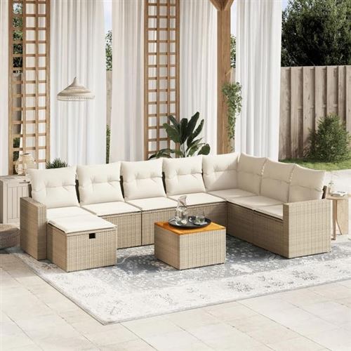 Non Communiqué Beige Salon De Jardin Modulable Vidaxl 9 Pieces Rotin 62 X 62 X 69 Cm