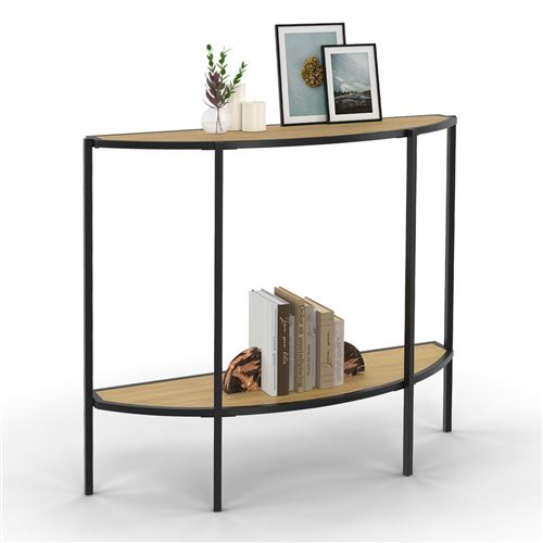 Non Communiqué Bois Clair Console Demi-Lune Detroit 1 Étagère Design Industriel