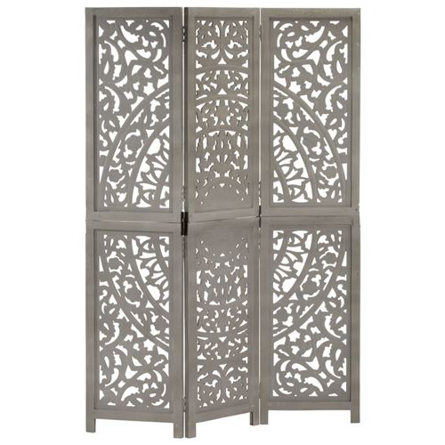 vidaXL Cloison de séparation 3 panneaux Gris 120x165 cm Bois manguier