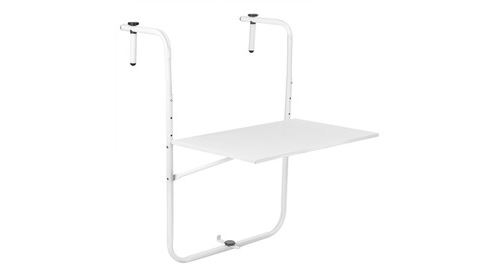 Table pliante en métal pour balcon 60x40cm blanc