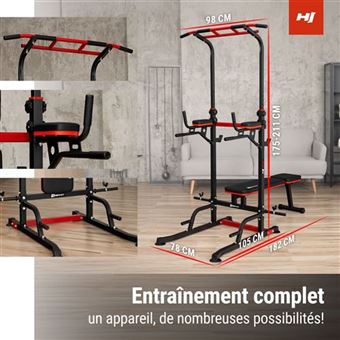 Power Tower K-Sport - Station De Traction, Dips, Relevés De Jambes - Charge Max 150 Kg, Revêtement Poudre, Pour Intérieur/extérieur