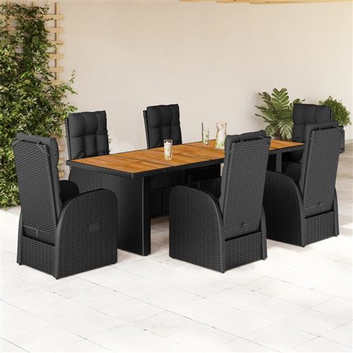 Non Communiqué Noir Vidaxl 7-Delige Tuinset Met Kussens Poly Rattan Zwart3277632