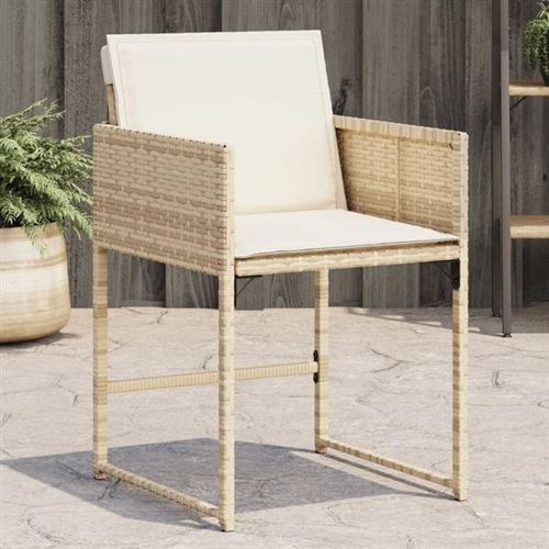 Vidaxl Beige Chaises De Jardin Avec Coussins - Lot De 4 - Image 3