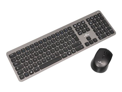 BLUESTORK Silent Office Pack - Ensemble clavier et souris - sans fil - 2.4 GHz - gris métal - boîte