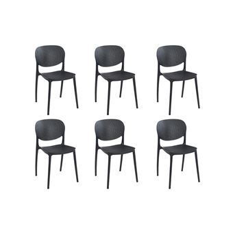 Lot de 6 chaises empilables en polypropylène - Noir - CARETANE