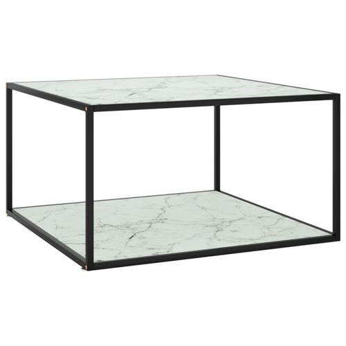 Vidaxl - Table basse Noir avec verre marbre blanc 90x90x50 cm