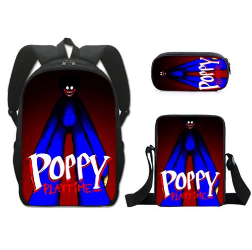Set de 3 pièces Sacs à Dos Poppy Time Noir/Bleu 019