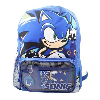 Sonic The Hedgehog Sega Sac à dos pour enfant avec anneaux dorés, bleu