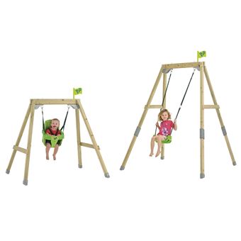 Portique Balançoire FOREST ACORN – Bois FSC, Hauteur 200 Cm, 2 Sièges (bébé 6 Mois-3 Ans, Enfant 3-10 Ans), Kit D'ancrage Inclus