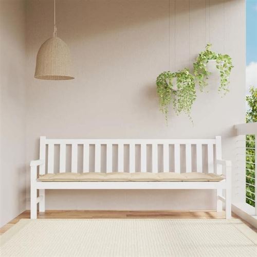 vidaXL Coussin de Banc de Jardin, Revêtement de Banc avec Jeux de Cordes, Coussin d'Extérieur Imperméable, Beige 200x50x7 cm 361643