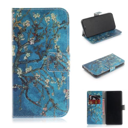 Etui en PU motif arbre avec des fleurs pour votre Apple iPhone XR