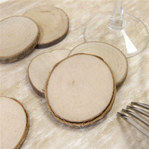Sachet de 4 disques de bois naturel marque place - 5,5 cm