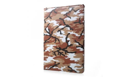 Etui aspect cuir camouflage sur support rotatif iPad 2017 / iPad 2018