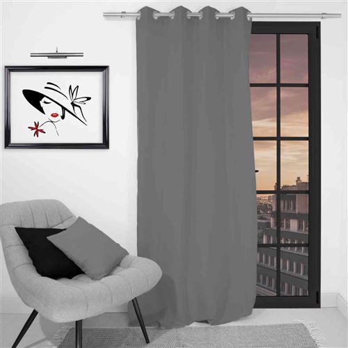 Rideau à oeillets 135x250 ALIX gris Infroissable