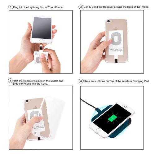 Chargeurs,Récepteur chargeur sans fil pour iPhone 7 6 6s Plus 5 s
