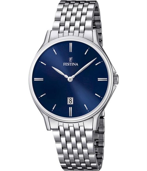 Montre Festina F16744-3 - Montre Argent Bleue Acier Festina Montres