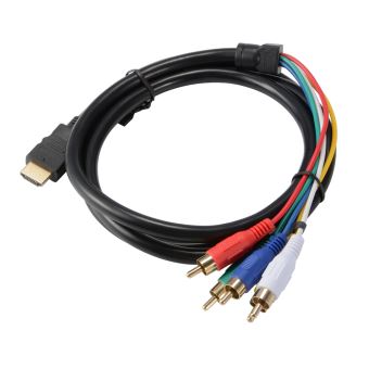 1 5m Hdmi Vers Cable 5 Rca Adaptateur Rgb Audio Av Composant Ac1099 Xcsource Connectique Audio Video Achat Prix Fnac