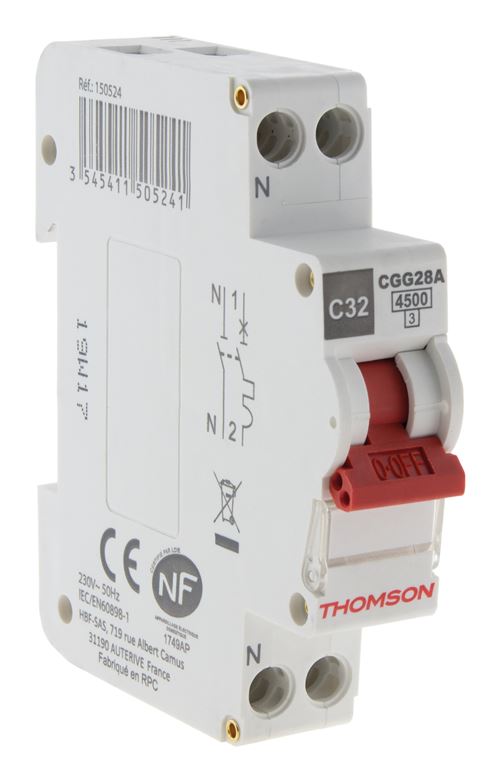 Thomson - Disjoncteur À Vis Ph+N - 32A Nf - Pouvoir De Coupure 4,5Ka