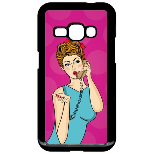 Coque Samsung Galaxy J1 2016 Modèle J1 2016 Pin Up Fond Rose