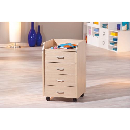Paris Prix - Caisson De Bureau 4 Tiroirs college 65cm Naturel
