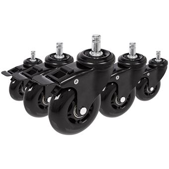Lot De 5 Roulettes Pour Chaises De Bureau - Diamètre 50 Mm, Tige 11 Mm - Pour Sols Souples - Idimex - Neuf