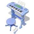 vidaXL Clavier jouet d'enfants et tabouret/microphone 37 touches Bleu