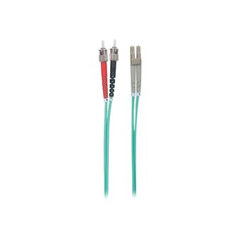 Intellinet Fiber Optic Patch Cable, OM3, ST/LC, 10m, Aqua, Duplex, Multimode, 50/125 µm, LSZH, Fibre, Lifetime Warranty, Polybag - Cordon de raccordement - LC multi-mode (M) pour ST multi-mode (M) - 10 m - fibre optique - duplex - 50 / 125 microns - OM3 - 1