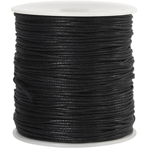 Creotime cordon de coton noir 1 mm d'épaisseur 100 m