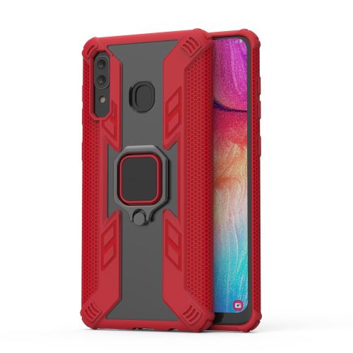 Coque en TPU hybride dur rouge avec béquille pour votre Samsung Galaxy A30/A20