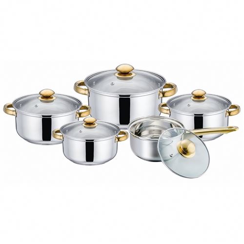 Batterie de cuisine / 5 casseroles en acier inoxydable tous feux - Gris